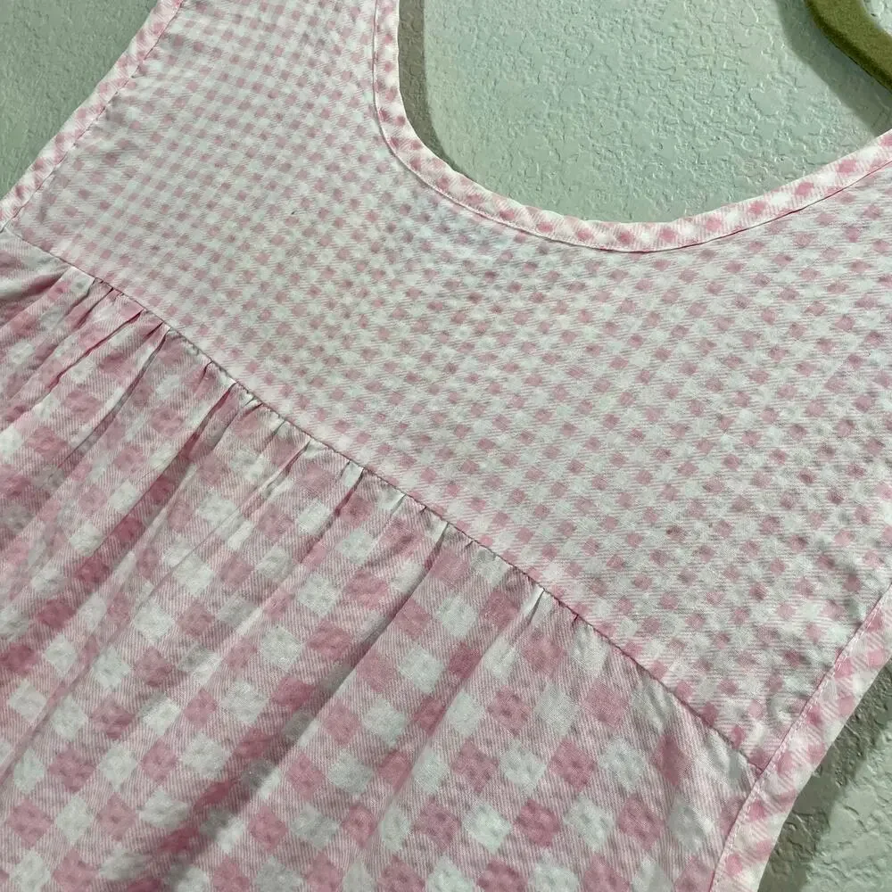 Vintage 1980s Blair Pink & White Gingham Sleeveless House Dress Womens Large - Picture 6 of 10